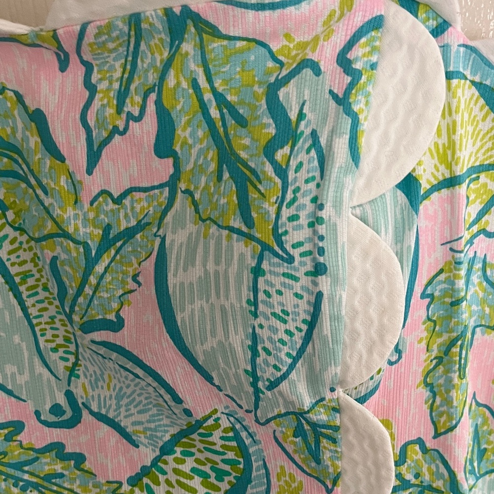 Lilly Pulitzer Pink Green Blue Leaf Print Sundress Romper - Picture 2 of 3